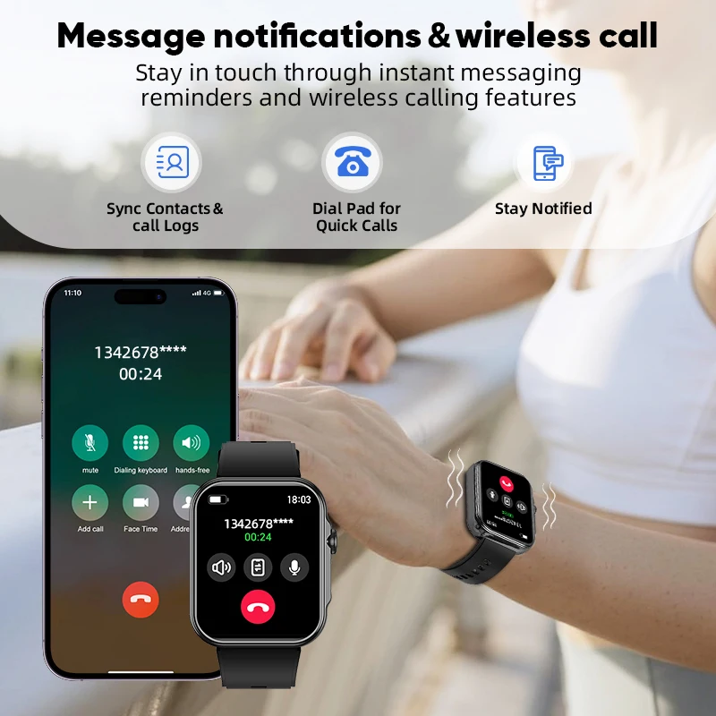 LIGE Men Sports Smart Watch 2.02" HD Screen Blood Oxygen Bluetooth Call Watch 100+ Sports LED Flashlight Outdoor Smartwatch New