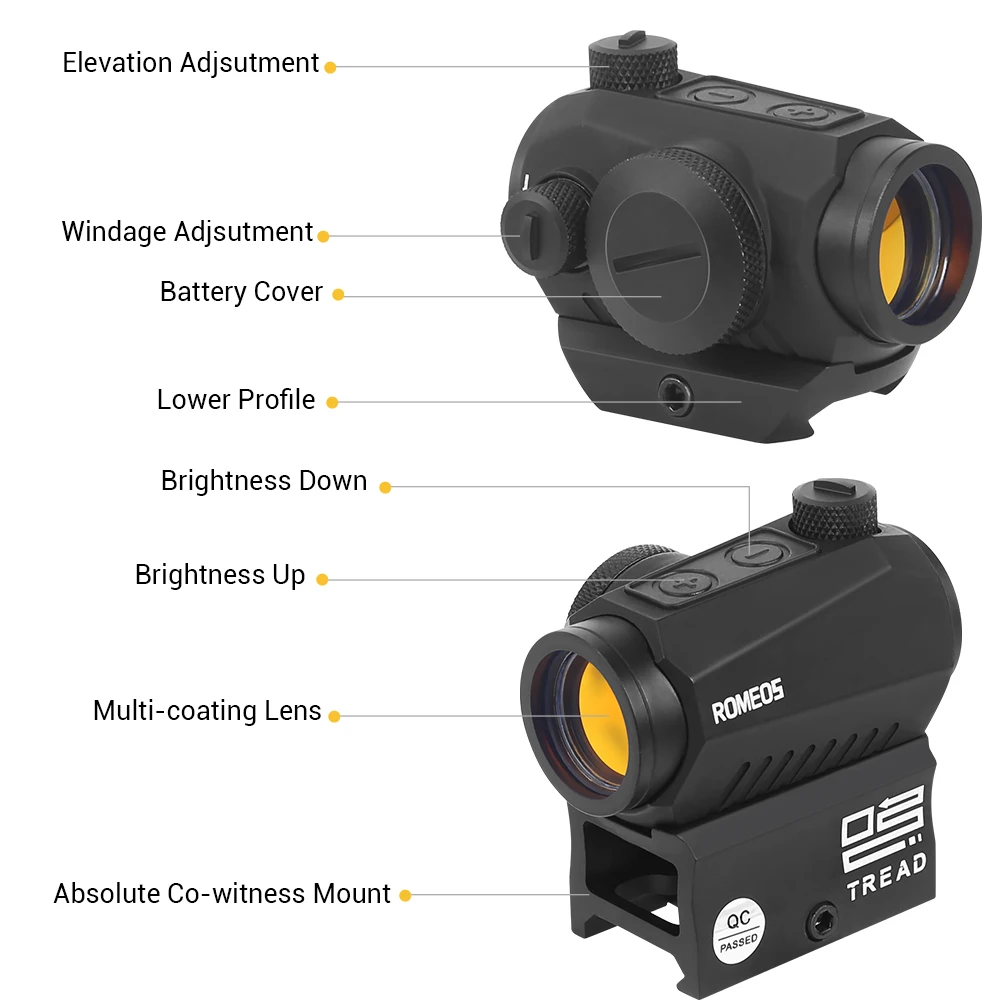 Motion Awake Red Dot Sight 20mm Rail Rifle Scope 2 MOA Compact Riflescope Hunting Optics Weapon Gun Accessories for Shooting