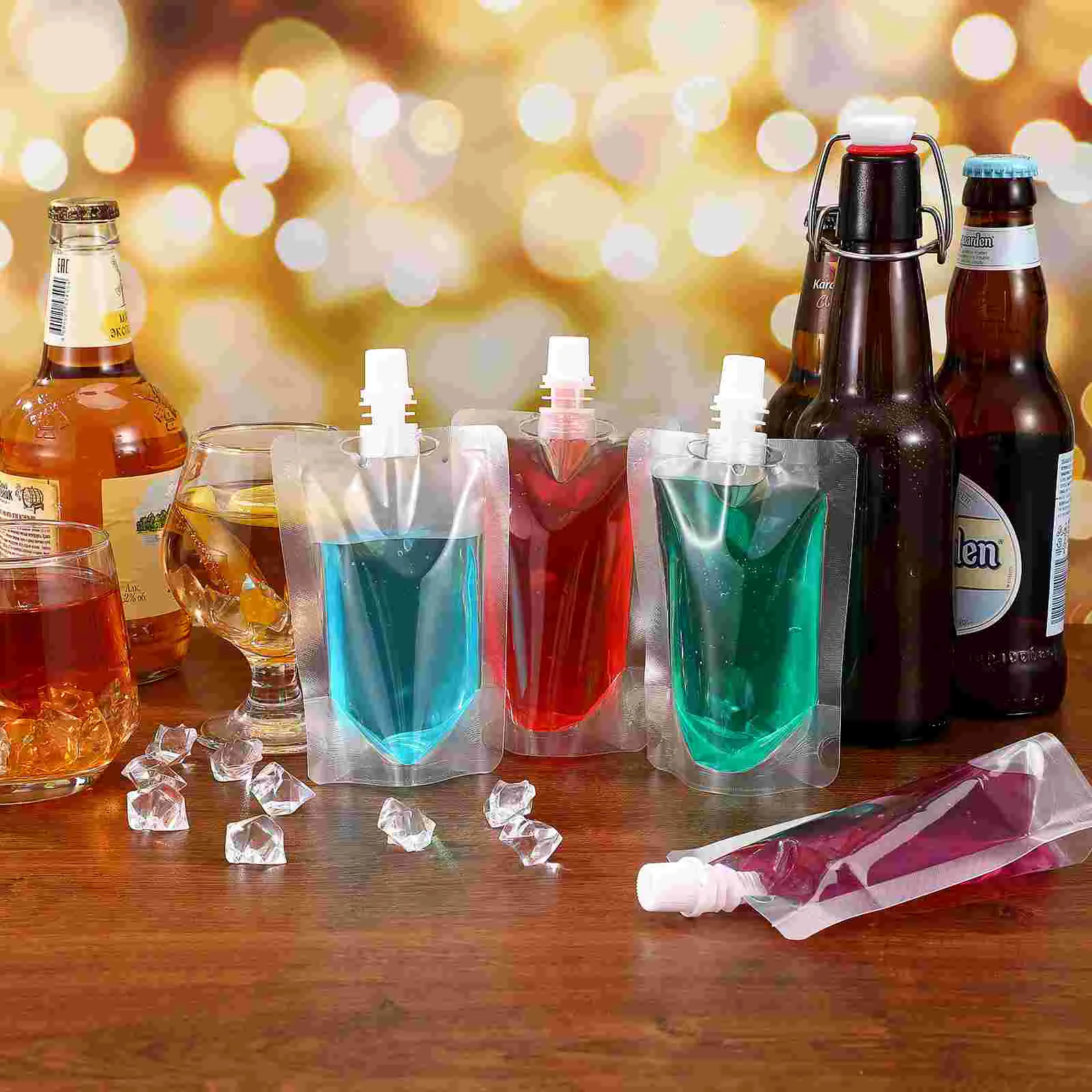 

50 Pcs Transparent Beverage Flasks Standing Pouches Portable Clear Drinking Bags