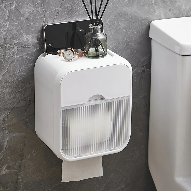 1 tissue dispenser, wall mounted tissue holder, toilet tissue box, waterproof storage rack, suitable for toilets and bathrooms