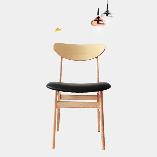 Modern Simplicity Fashionable Coffee Chair Dining Chair Upholstered with Solid Wooden Legs
