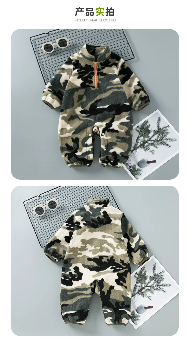Neuer Stil Baby Jumps uit modische Tarnung Langarm Baby Jumps uit Winter Flanell warmen Kletter anzug – Detail 5