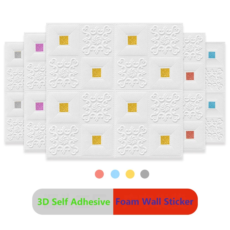 10p 3d Self-adhesive Wall Stickers Anti-collision Foam Wallpaper Bedroom Children's Room Living Room Decoration Ceiling Stickers geometry 45 150pcs foam eva stickers self adhesive puzzle children number flower education diy toy crafts arts making kids gifts