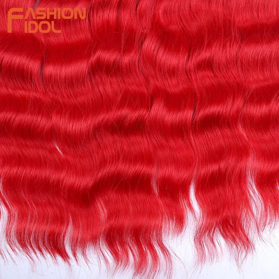 Extensiones de cabello trenzado de onda de agua sintética, cabello de ganchillo rojo, trenzado de ganchillo, fibra de alta temperatura, postizo de 24 pulgadas