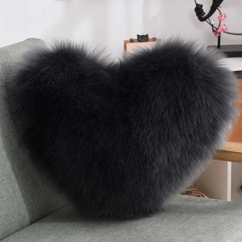Pillow Cushion Washable Pillow Doll PP Cotton Cute Heart Shaggy Fluffy Sofa Pillow Assorted Plush Cover Sofa Bed Cushion 4