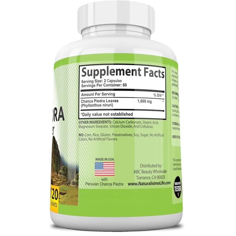 Chanca Piedra Capsules 1600mg Kidney Stone Crushing Urinary Tract Support Non-GMO