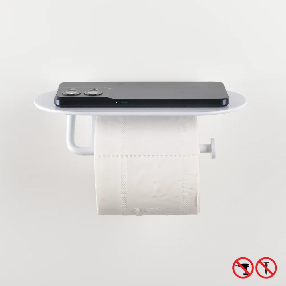 Suporte de Rolo de Papel de Alumínio Branco Cabide de Tecido Preto Rack de Papel Perfurador Livre com Prateleira Estilo Euro Anodize Suporte de Tecido