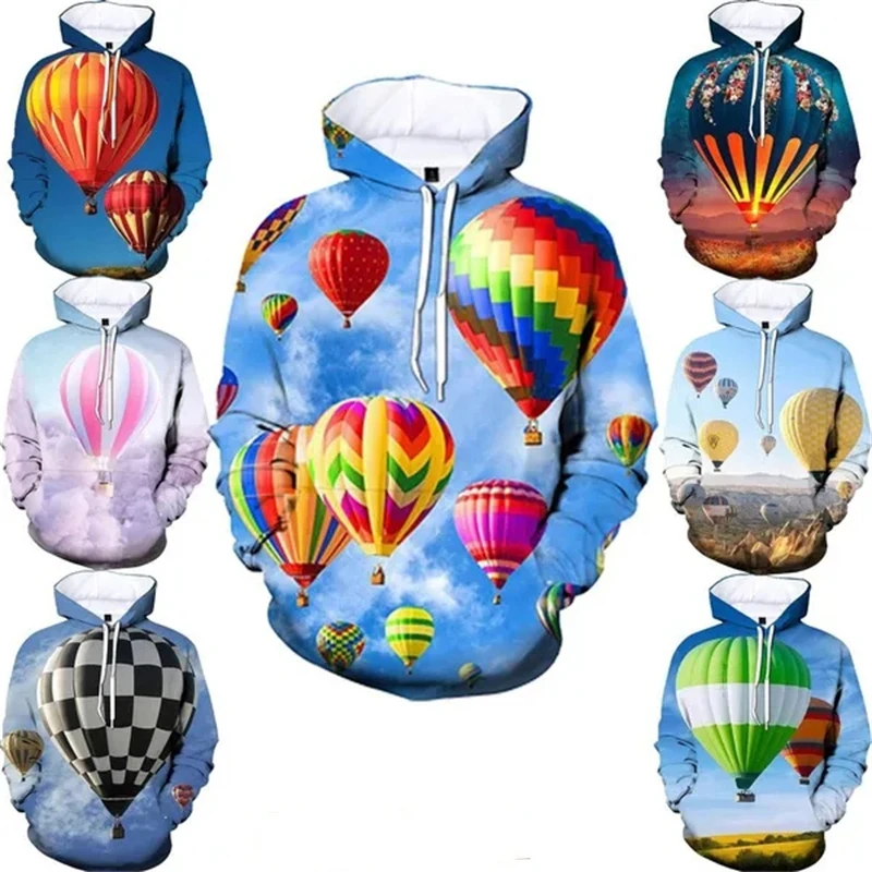 

Colorful Hot Air Balloon Men And Woman Hoodies 3D Printed Casual Sports Hooded Hoodie Turkey Hot Air Balloon Pattern Hoody Kids