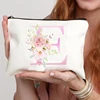 26 Pink Initials Women Cosmetic Bag Bride's Toilet Makeup Pouch Cosmetic Case Bridesmaid Gift Bachelorette Party Gifts Lady Bags 6