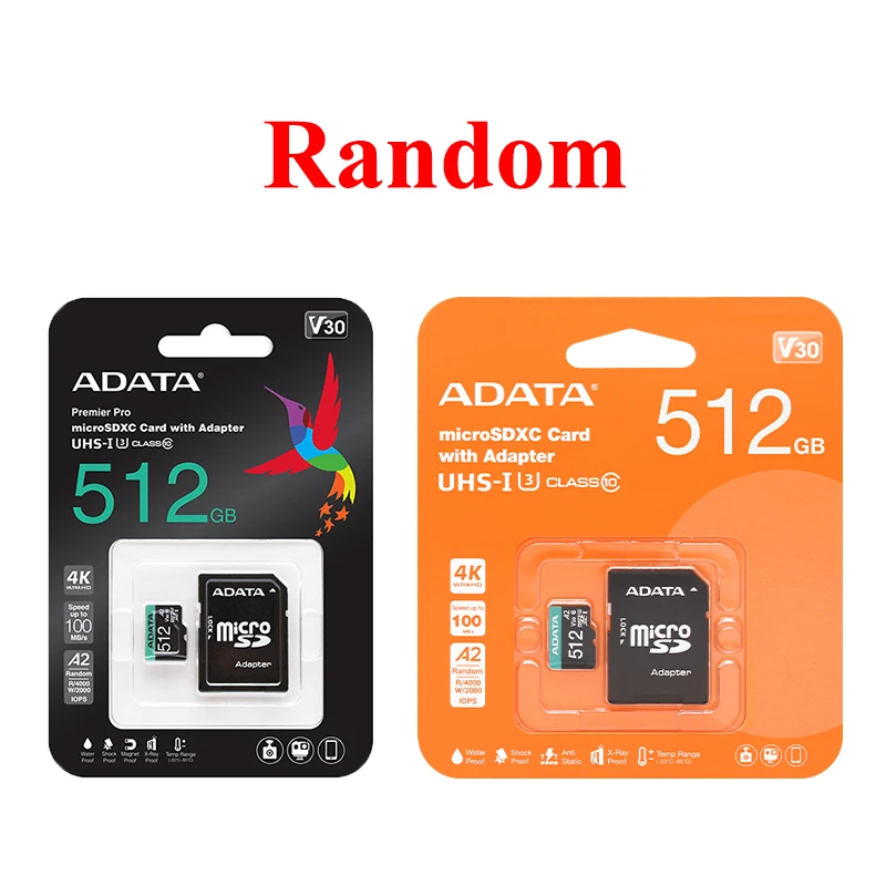 오리지널 ADATA TF 카드, 플래시 메모리 SDXC 카드, 256GB U3 4K V30 마이크로 SD 카드, 64GB, 128GB, 32GB, 512GB, 휴대폰 태블릿용
