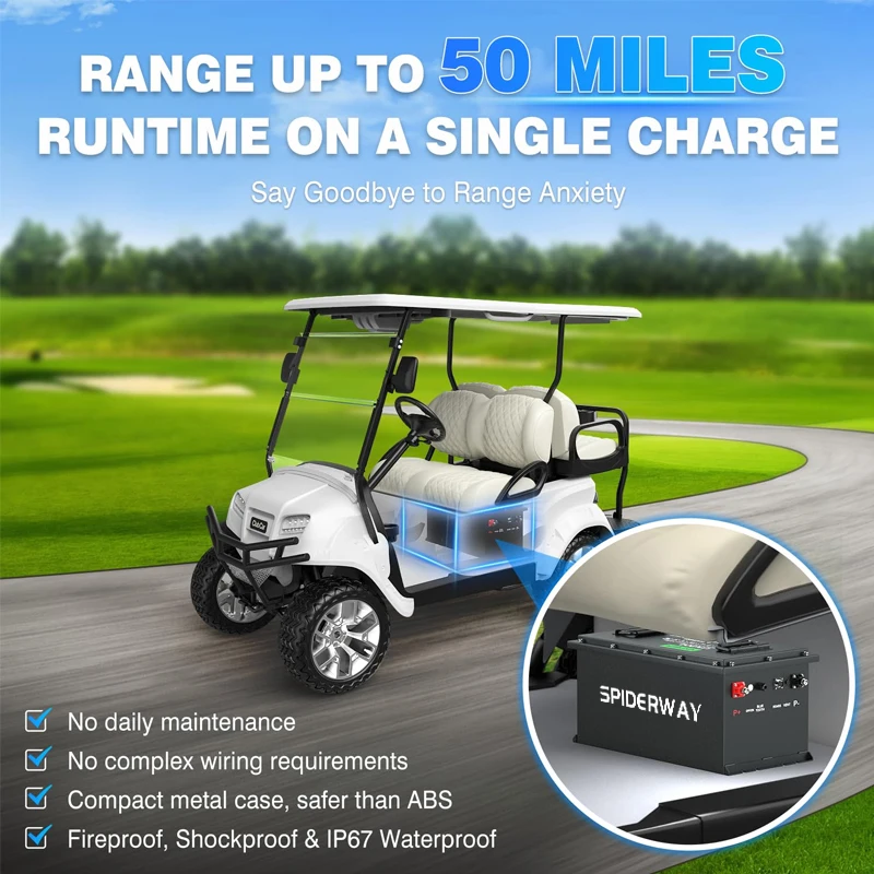 36V 105Ah DC LiFePO4 Battery with BMS and Touch Monitor for Golf Carts Support BLUETOOTH APP MONITORING LCD TOUCH SCREEN rechargeable batteries