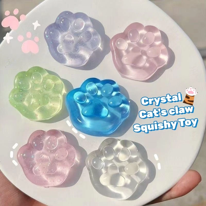 Kawaii Cat Paw Sticky Squeeze Toy Soft Realistico Jelly Glitter Artiglio Del Gatto Squishy Giocattoli Antistress Bambini Adulti Regali Unici