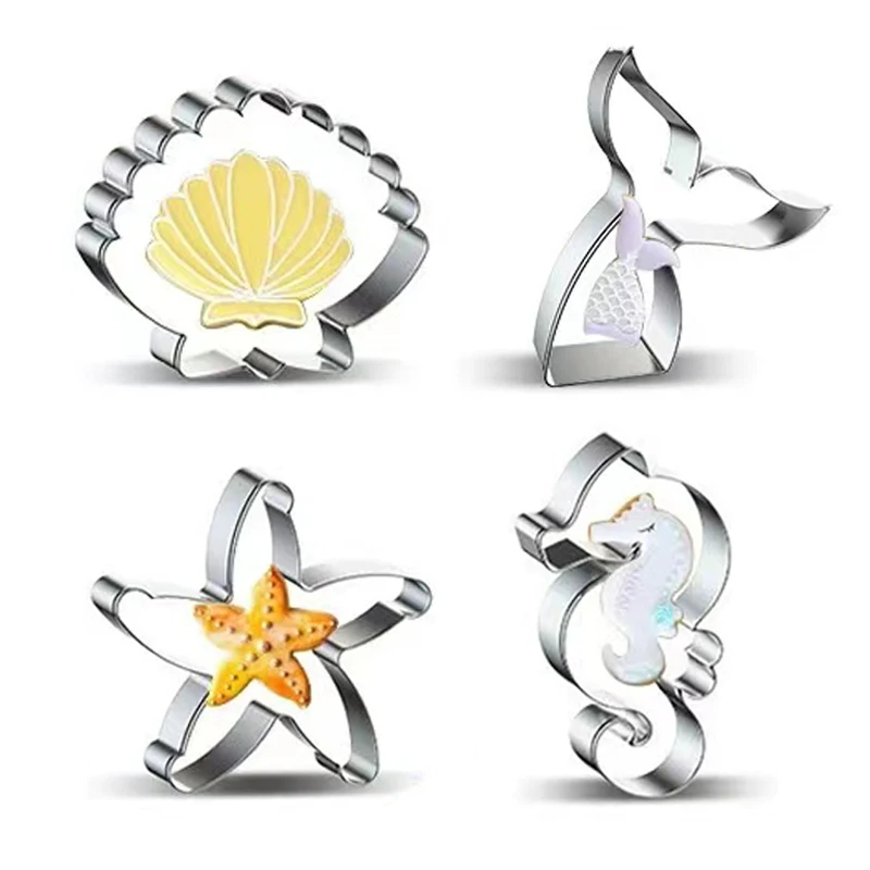 Cookie Cutter Baking Mold 3pcs Seahorse Starfish Seashells Mermaid Tail