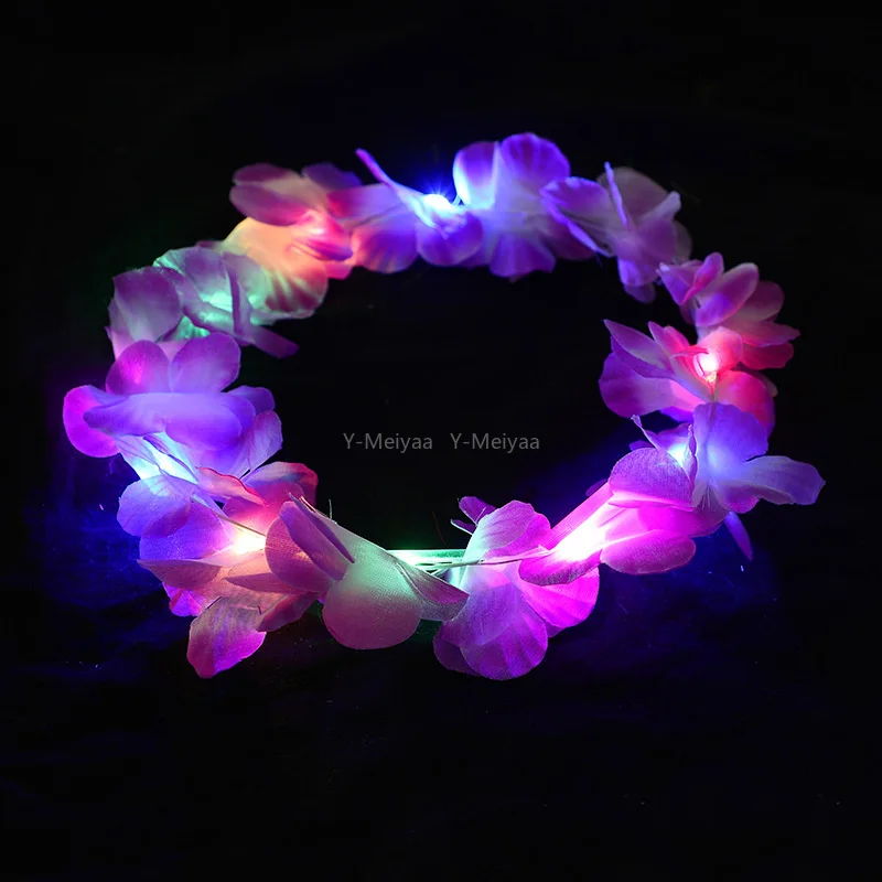 WHSCwp Corona di fiori, 6 pezzi, fascia con fiori LED, copricapo da donna, Natale, Halloween