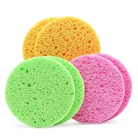 10pcs 8cm Face Round Makeup Remover Tool Natural Wood Pulp Sponge Cellulose Compress Cosmetic Puff Facial Washing Sponge 2