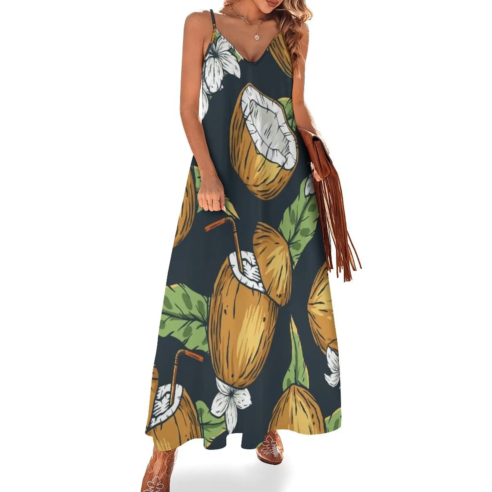 

Coconut Pattern Sleeveless Dress Dress for pregnant women elegant women's sets elegant guest wedding dress for girls