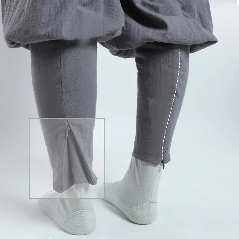 Cotton Monk Pants Summer Cotton Linen Monk Pants Buddhist Zen Lay Trousers Traditional Chinese Bottoms Buddha Shaolin Monk Kung Fu Pants