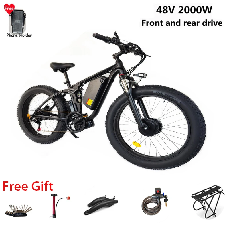 Bicicletta Elettrica Doppio Motore Smlro V3 Pro 48V 26 Pollici 16Ah 22.4Ah City Ebike 2000W Potente Mountain Fat Tir Bike Ebike