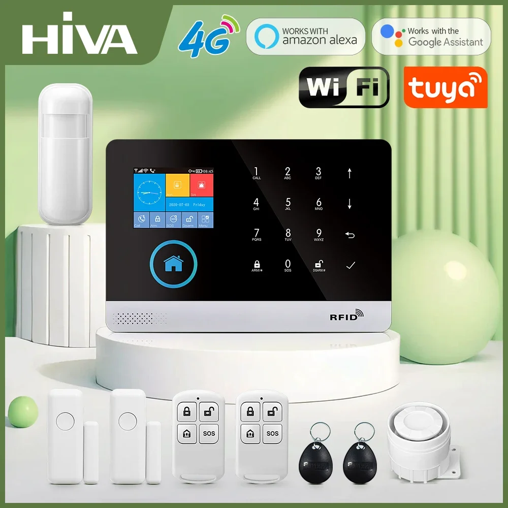 Security 4G Alarm System Wireless Smart Home WiFi Home Alarm Kit With Siren PIR Motion Sensor Support SMS Push APP Linkage Aler