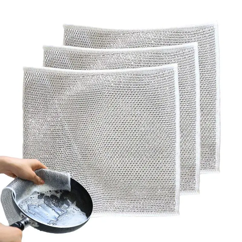 

Dish Clothes Multi Purpose Wire Dishwashing Rag Stove Cleaning Towels Super Water Absorbent Washcloths Kitchen Cleaning Supplies