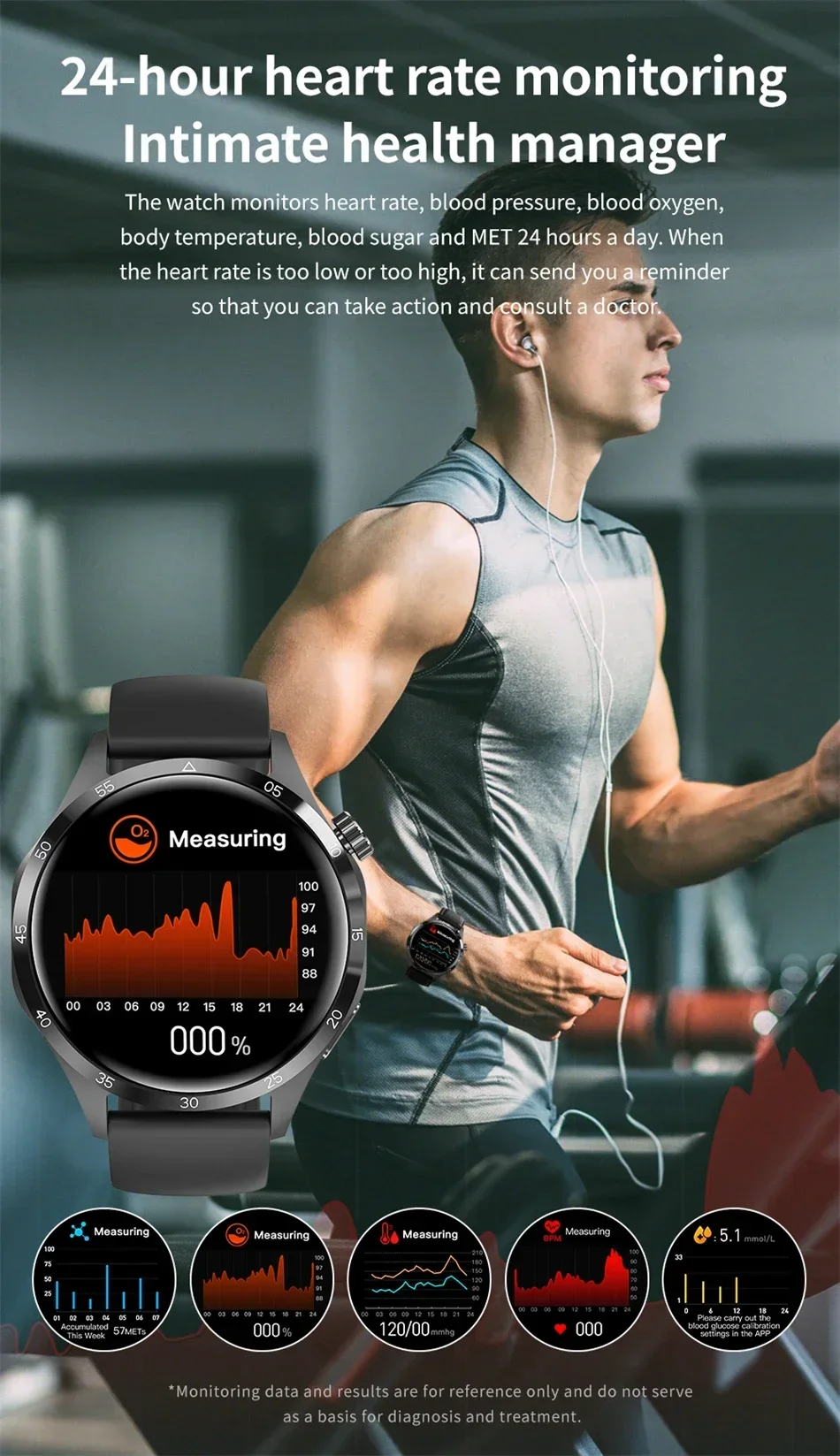 Smart watch with Bluetooth call and heart rate monitor