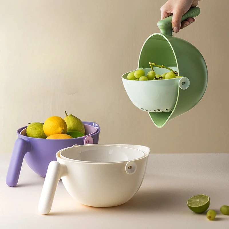 

Двухслойная сливная корзина для мытья овощей, кухонная сливная корзина для мытья фруктов и овощей