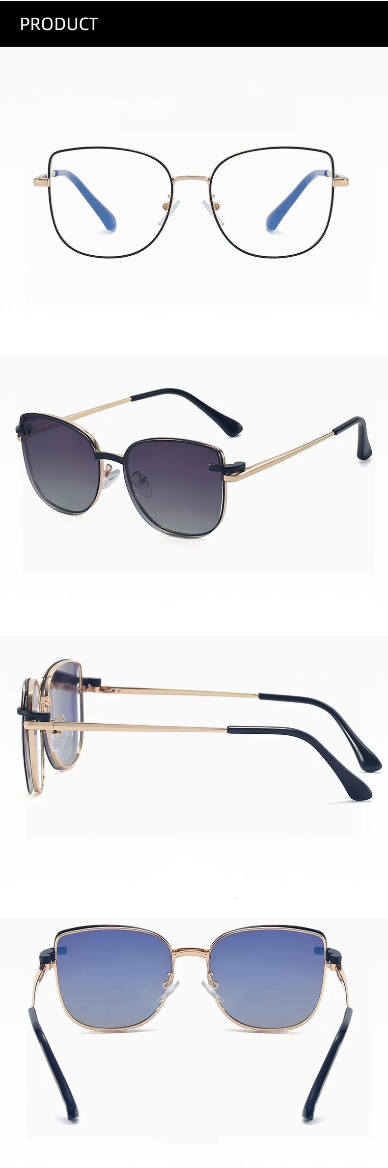 53848 Mode Magnetische Clip Polarisierte Sonnenbrille Metall Federscharnier Optische Brillengestell Anti Blau Computerbrille – Detail 15