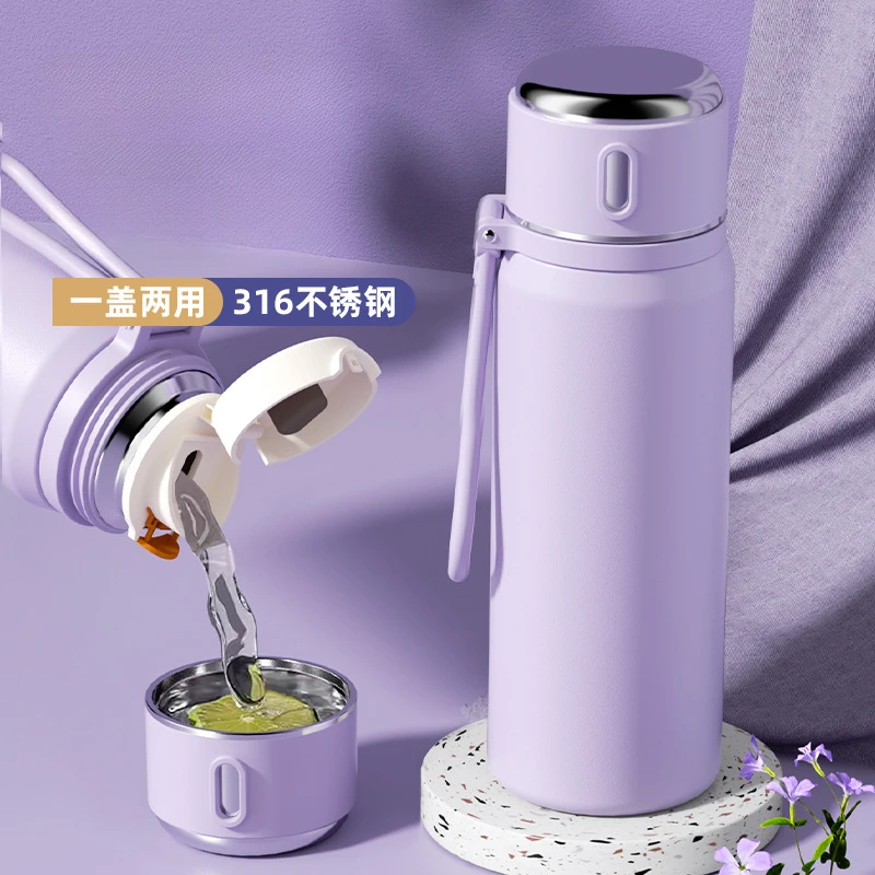 남녀공용 휴대용 보온병 물컵, 스테인레스 스틸, 귀여운 주전자, 온도 표시, 450ml, 550ml