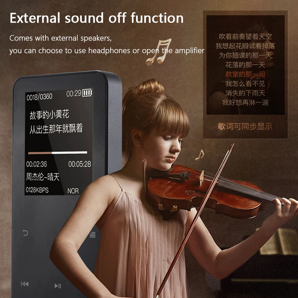 Portable TFT MP3 MP4 Player 1.8 Inch Walkmen Type-C Bluetooth 5.0 Compatible E-Books Recording Sports MP5 FM Radio Music Player