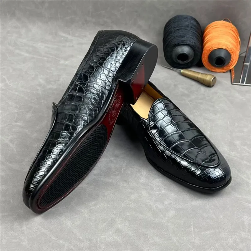 Authentic Exotic Crocodile Skin Businessmen Dress Loafers Genuine