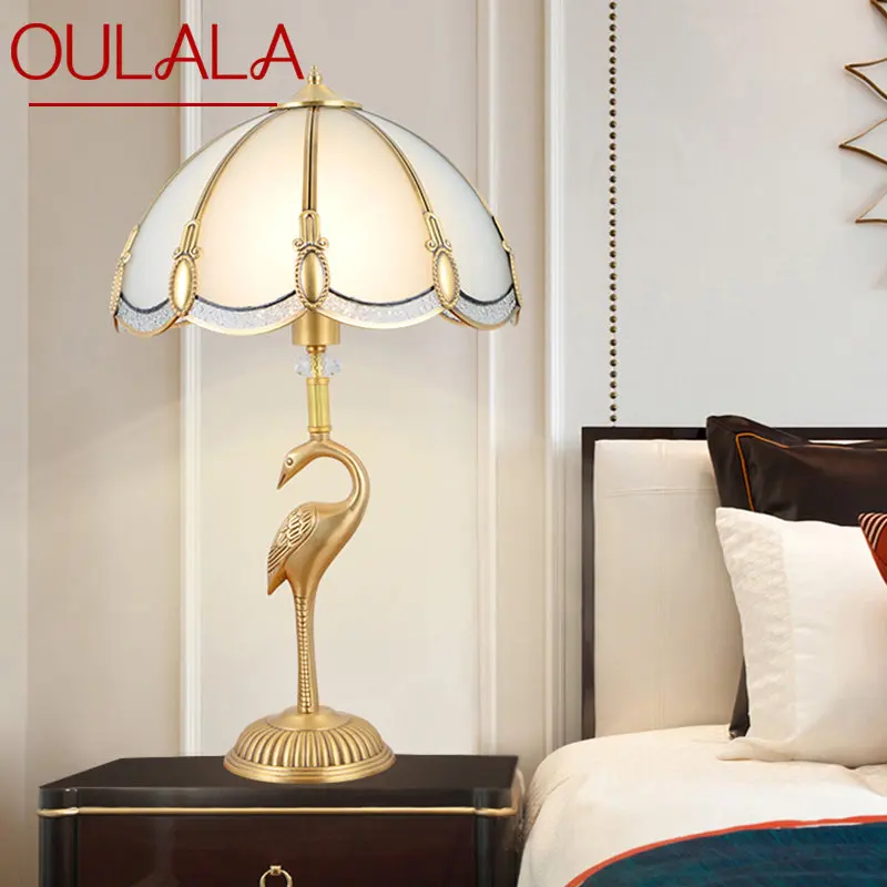 

OULALA Contemporary Golden Brass Table Lamp LED Copper Creative Decor Desk Light For Home Living Bed Room