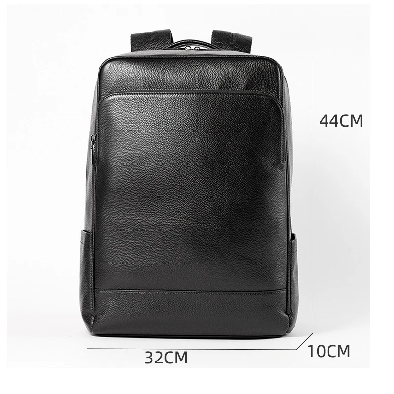 Natural Cow Skin Men's Backpack Genuine Leather Boys Shool Backpack High Quality Teenager Travel Bag Big Waterproof Notebook Bag