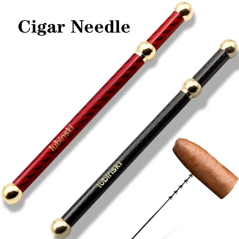 Portable Cigar Draw Enhancer Tool Stainless Steel Needle Drilled Burr Dredge Hole Cigar Punch Carbon Fiber Smoking Accessories 6