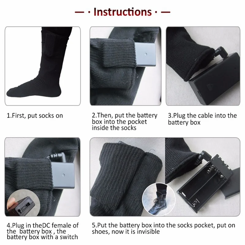Winter Warm Electric Heating Socks for Outdoor Skiing Cycling Camping Hiking Battery Powered Heated Sock for Men Women Stockings