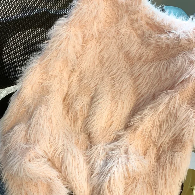 Fluffy Plush Loose Pullover Sweater 1