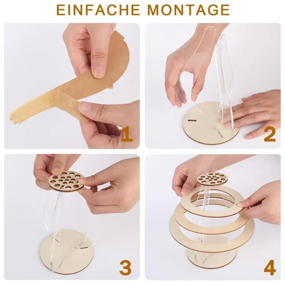 Wooden Puzzle Flower Vase with Stem Holder Heavy Duty DIY Flower Bouquet Display Stand Home Office Desktop Decoration 4