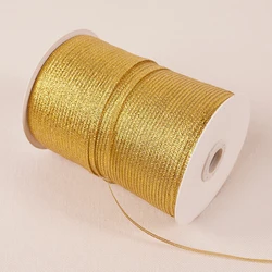 Gold & Silver Glitter Silk Satin Ribbon - 10m x 3mm for Home & Party Decor, Gift Wrapping & DIY Crafts (Golden)