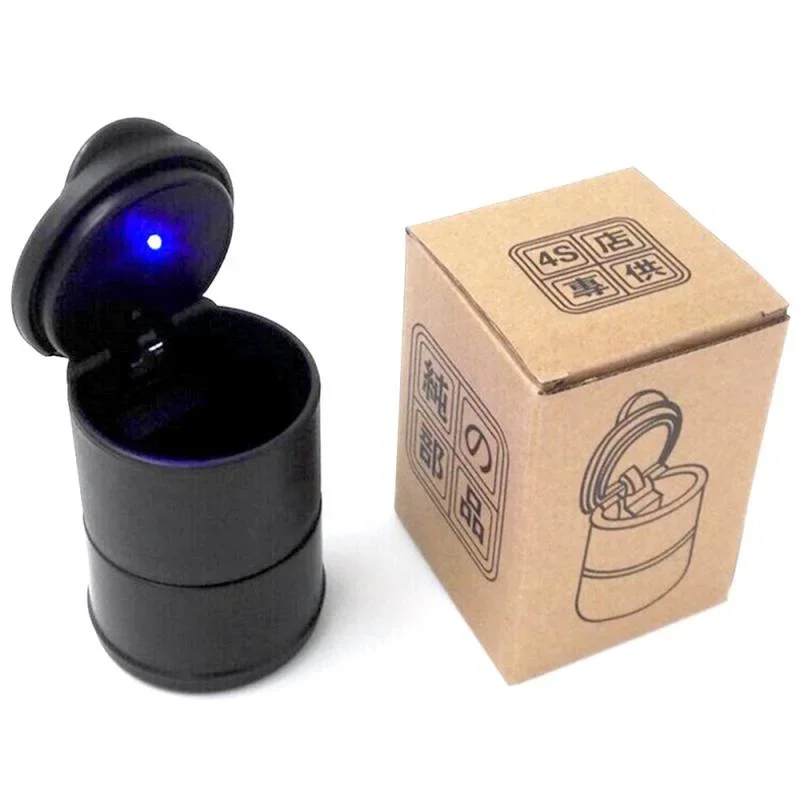새로운 LED 조명 자동차 재떨이 휴대용 담배 재떨이 컨테이너 다기능 연기 컵 홀더 자동차 인테리어 장식 액세서리
