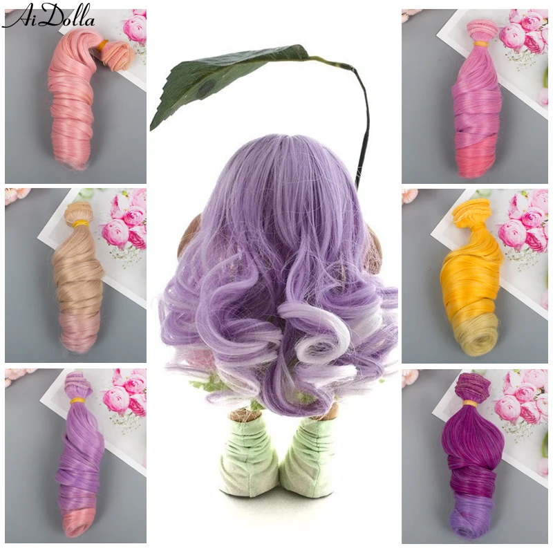 

Doll Hair Extension DIY Doll Hair Wefts High Temperature Fiber Varies Color 15*100CM Curly For 1/3 1/4 BJD SD MSD Dollfie Blyth