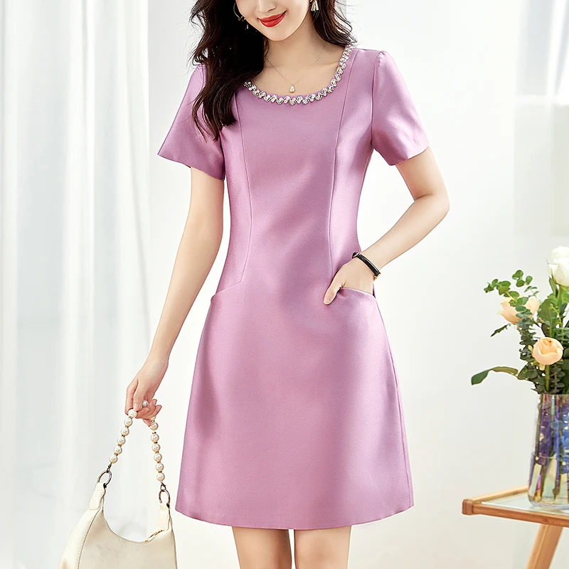 Summer Party Dresses For Women Elegant Diamonds Short Sleeve Women's ...