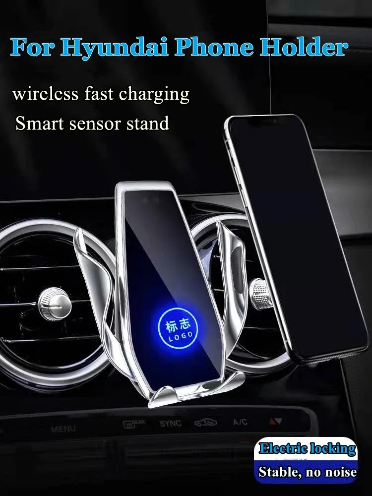 Car Mobile Phone Holder Wireless Charger GPS Mount For Hyundai