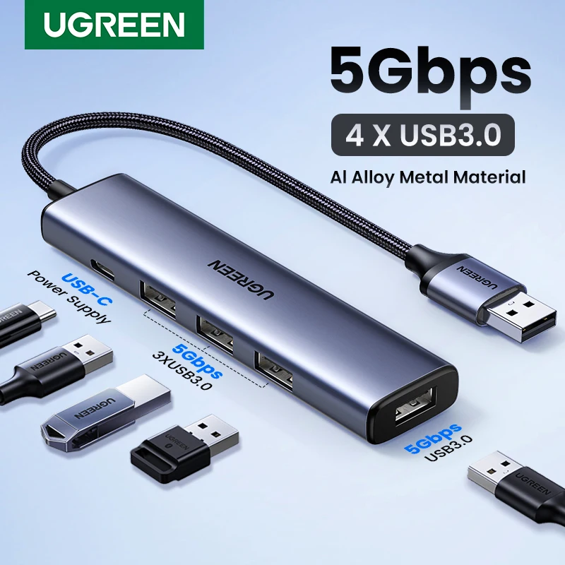 UGREEN USB HUB typ C na 4 USB 3.0 HUB USB na typ C Adapter 5G dla Macbook Pro Air M1 PC akcesoria do laptopów USB C HUB Splitter