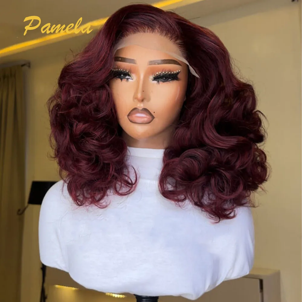 Loose Deep Wave Short Burgundy 13x4 Hd Lace Frontal Human Hair Wig Bob 99J Blonde Glueless Wigs Human Hair Ready To Wear