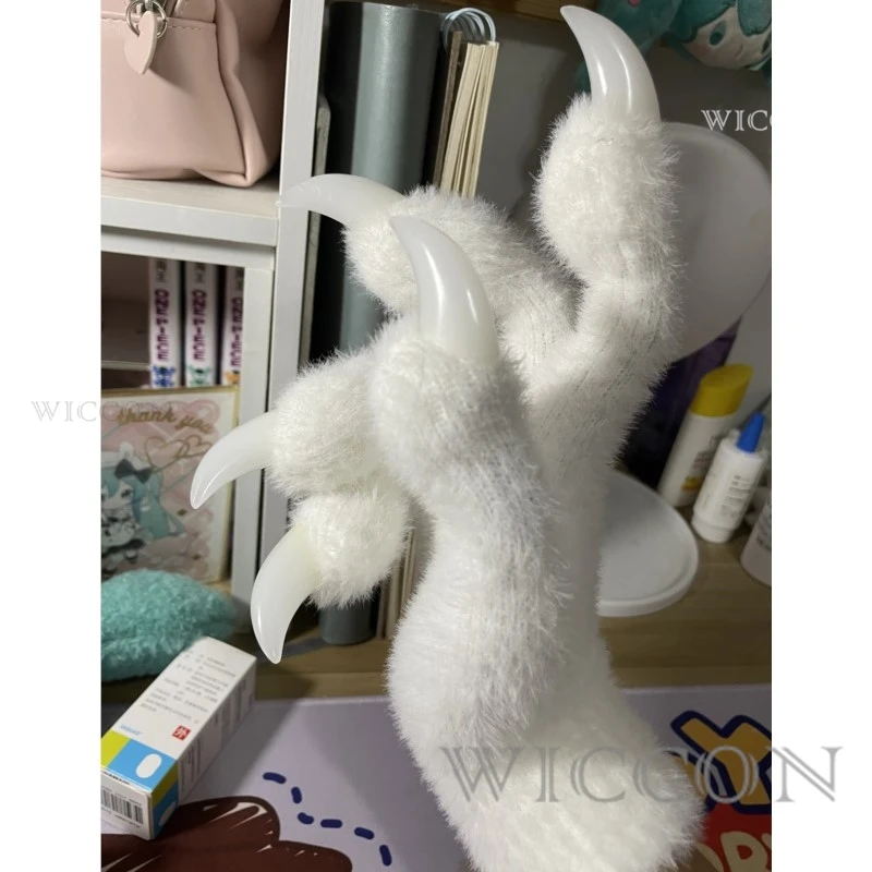 Furry Gloves Kig Fursuit Kigurumi Cosplay Plush Gloves Full SeasonGloves Claw Black White Multicolor Claw Cute Cool Furry Gift