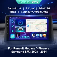 JUSTNAVI For Renault Megane 3 Fluence 2008-2014 Android 10.0 Car Radio Carplay Video Player DSP 2 din 4G WIFI Multimedia Player