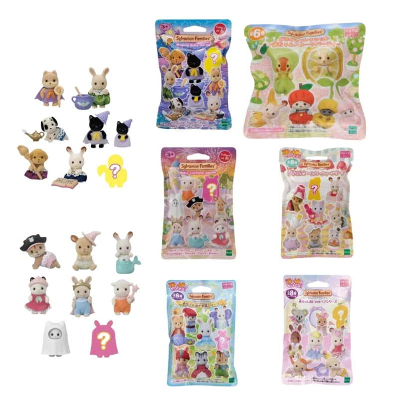 Baby Doll Figures Hot Original Sylvanian Families Model toys Baby Mini Figure Room Dress Up Cute Box Cake Lucky Bag Doll Birthday Children Gifts