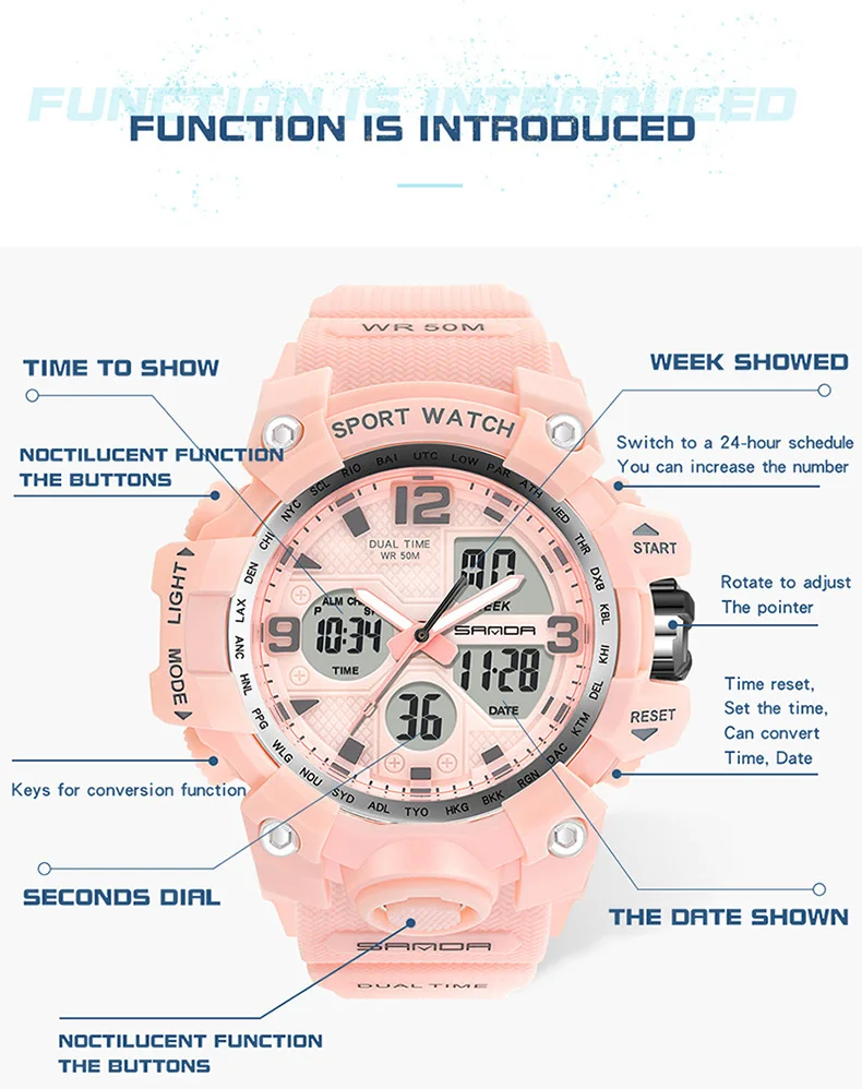 Lover Watches for Men Women Military Dual Display Digital Quartz Wristwatch G Style Wrist Watch Waterproof Unbreak Present