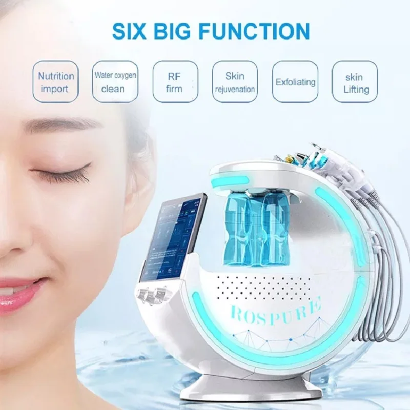 

Hot Sale 7 in 1 Hydro Dermabrasion Oxygen Facial Ultrasonic Microcurrent Deep Clear Skin Care Beauty Machine With Scanner SPA