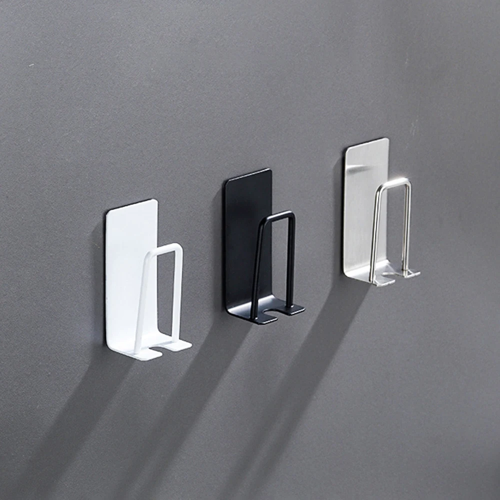 1pc 304 Stainless Steel Perforation-Free Toothbrush And Washing Cup Wall Hook Suitable For Kitchen Bathroom Storage