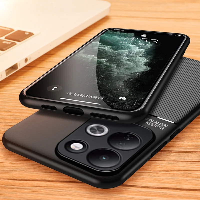 Luxury Leather Soft Frame Phone Case with Car Magnetic Holder and Back Protection